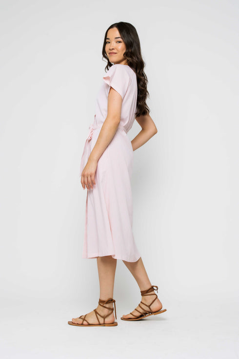 Melanie-Button Front Midi Dress